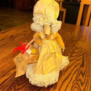 Hand-made original creation. The Country Mouse Stuffed shelf sitter farm mouse